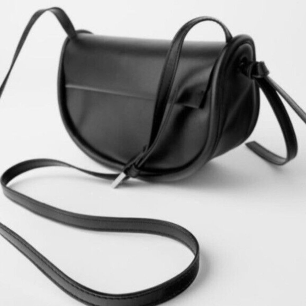 ZARA LEATHER CROSS BODY BAG.